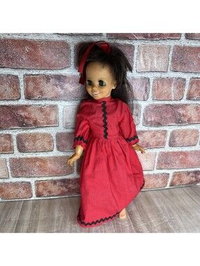 Vintage Ideal Kerry Doll Hair Grow Button Works